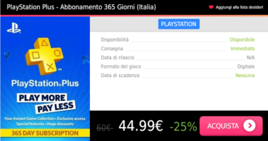 1 anno di Playstation Plus a soli 44.99€ al posto di 59.99€!
