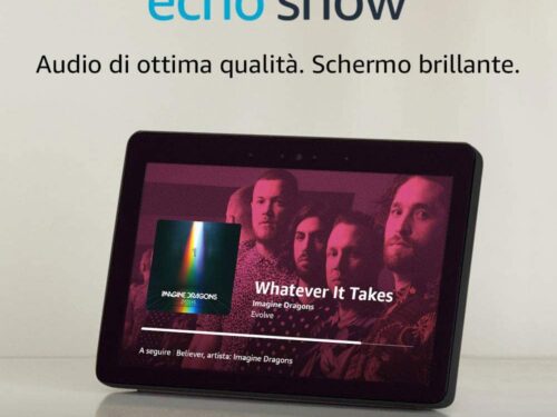 Echo Show (2ª generazione) – Resta sempre in contatto con l’aiuto di Alexa – Nero + Lampadina Philips Hue White