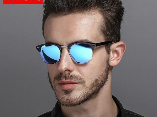 Semi Rimless Brand Designer Sunglasses Men Polarized