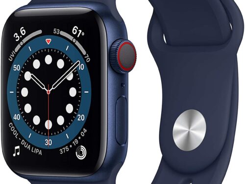 Novità Apple Watch Series 6 (GPS + Cellular, 40 mm) Cassa in alluminio azzurro con Cinturino Sport deep navy