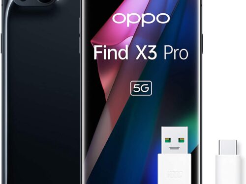 OPPO Find X3 Pro Smartphone 5G, Qualcomm 888, Display 6.7”QHD+AMOLED 120Hz, 4 Fotocamere 2*50MP, RAM 12GB+ROM 256GB, 4500mAh, WiFi6, Dual Sim, con cavo dati Tipo-C, [Versione Italiana], Black