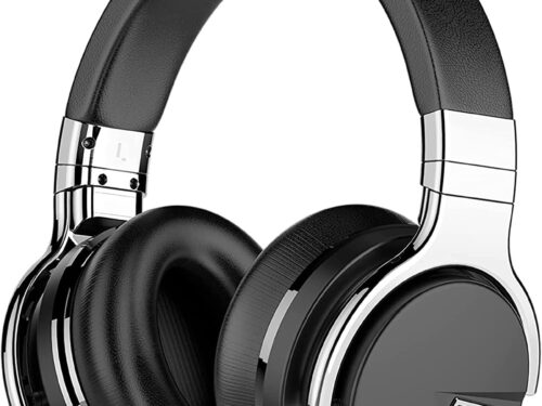 Tapela E7 Wireless Active Noise Cancelling Headphones, Over Ear Bluetooth Headphones with Microphone, 28H Playtime, Deep Bass, Comfortable Protein Ear Cups, for Travel, Home Office – Titanium Black