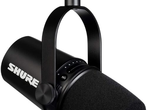 Shure MV7 USB Podcast Microphone for Podcasting, Recording, Live Streaming & Gaming, Built-in Headphone Output, All Metal USB/XLR Dynamic Mic, Voice-Isolating Technology, TeamSpeak Certified – Black