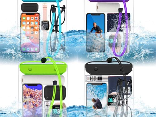 FECEDY 4 Packs Universal Waterproof Case Big Phone Dry Bag Pouch Tablet case for 2pcs iPhone 13 12 11 Pro Xs/XR/X/Max 10 9 8 7 6S Plus Samsung Galaxy S22 S21 +/Note 20, Pixel 3 2 XL