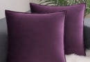 Comvi Purple Pillows – Decorative Pillows, Inserts & Covers (2 Throw Pillows + 2 Pillow Covers ) – Throw Pillows for Couch – Velvet Throw Pillows for Bed -flanged Pillow Covers 18×18 – Purple