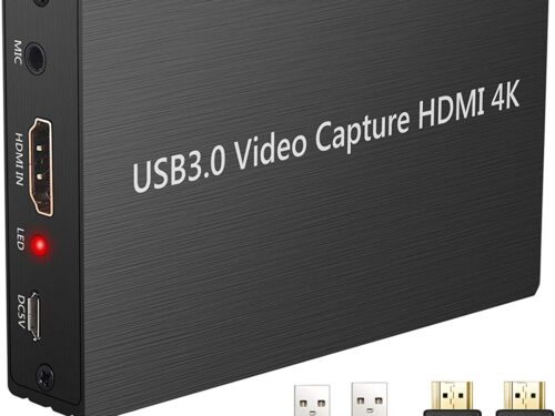 LiNKFOR Scheda Acquisizione Video HDMI 4K a USB 3.0 con HDMI Loop out Video Grabber con Cavo HDMI Dongle Cattura Video Gioco 4K 30Hz 1080P HDMI a USB3.0 con Microfono per Sistema Windows Linux OS X