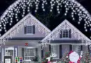 Ollny Icicle Christmas Lights Outdoor, Icicle Lights 594LED 49ft Connectable Hanging Fairy String Lights with 99 Drops, 8 Modes Remote Clear Wire Indoor Lights Decorations (Cool White)