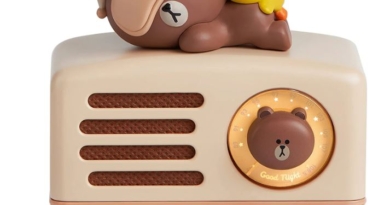 Muzen OTR LINE Friends Brown Wireless Portable Bluetooth Speaker with Collectible Figurines, Room Decor Aesthetic Retro Speaker, 10H Playtime, Gift for Christmas Birthday Holiday