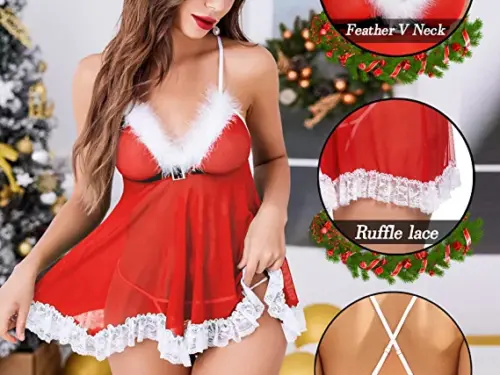 Avidlove Womens Christmas Lingerie Red Santa Babydolls Chemises Set – For a hot Christmas!