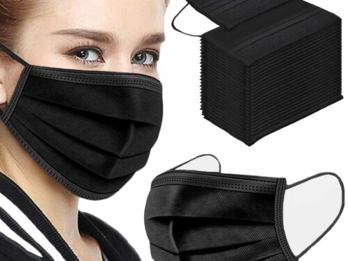 100PCS 3 Ply Black Disposable Face Mask Filter Protection Face Masks