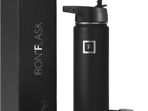 IRON °FLASK Sports Water Bottle – 22oz, 3 Lids (Straw Lid), Leak Proof – Stainless Steel Gym & Sport Bottles for Men, Women & Kids – Double Walled, Insulated Thermos, Metal Canteen