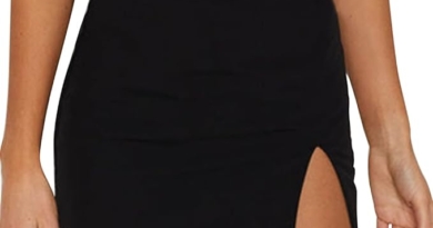 Wrotorea Womens Black Mini Skirt High Waist High Slit Sexy Bodycon Mini Skirt