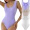 Botel Body suits for Women,3 Pcs Square Neck Sleeveless Ribbed Tank Top Bodysuits for women