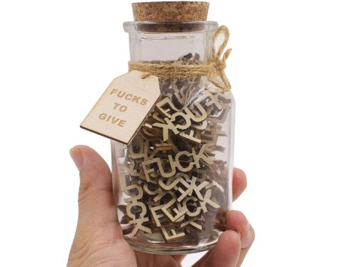Jar of Fucks（5oz）Gift Jar,Fucks to Give,Fuck Wooden Cutout Letter Piece Bad Mood Vent Spoof Birthday Day,Holiday, Gift to Friend,Funny Gift,Valentines Day