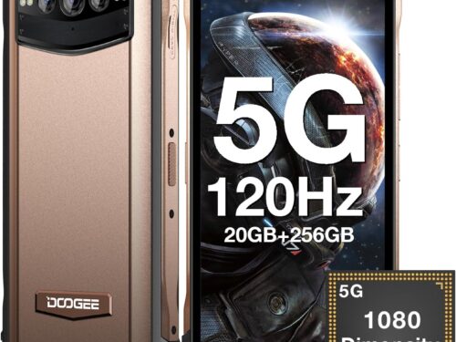 DOOGEE V30T 5G Unlocked Smartphone, 6.58-Inch FHD+ 120Hz Display, 108MP Flagship Camera, 20GB RAM, 256GB Storage, 10800mAh Battery, Rugged Gold