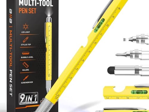BIIB Stocking Stuffers for Adults Men, Gifts for Men, 9 in 1 Multitool Pen Mens Gifts for Christmas, Stocking Stuffers for Him, Gifts for Dad Him, White Elephant Gifts for Adults, Cool Gadgets for Men