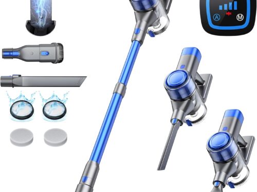 Cordless Vacuum Cleaner, 450W 38Kpa Vacuum Cleaners for Home, Stick Vacuum with Charging Dock Automatically Adjust Suction Brushless Motor, Wireless Handheld Vacuum for Pet Hair/Carpet/Hard Floor